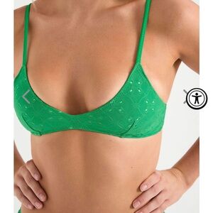 Green Seamless Swim Bra with Spaghetti Straps